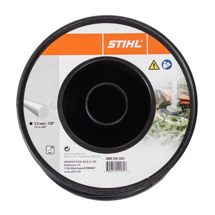 10 Per Case Stihl - Nylon Line 3.3mm/ .130" Round - 137m/ 449ft 3lb Black