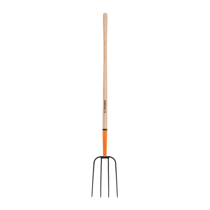 Truper - 4-Tine Manure Fork Steel Head - 50" Wooden Handle