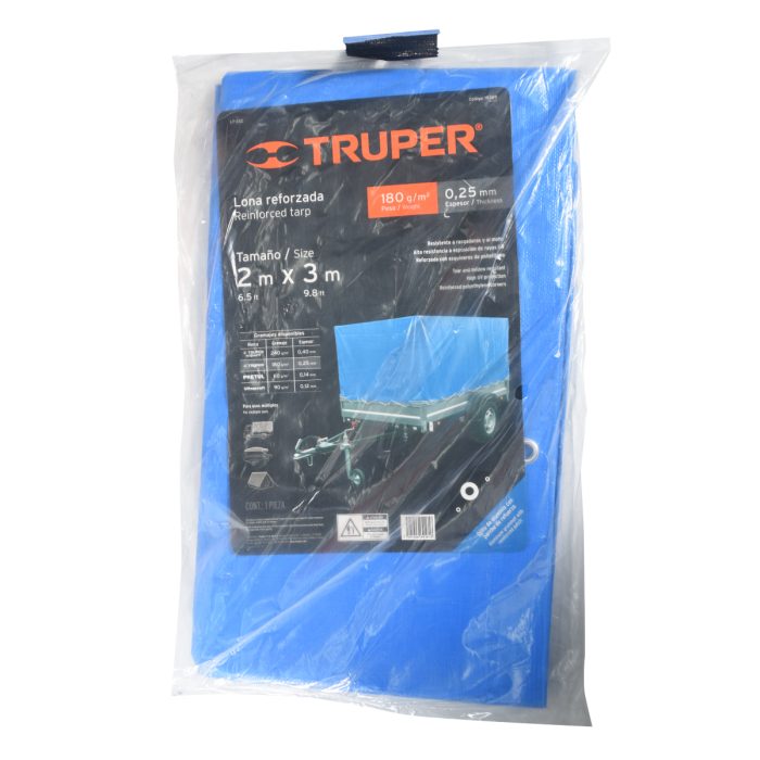 Truper - Re-Inforced Blue Tarpaulin - 6.5' X 9.8' Aluminium Eyelets