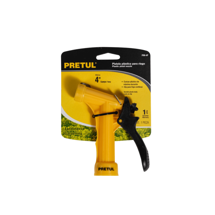 Pretul - 4" Plastic Adj. Spray Nozzle - Pistol 3/4" Female Thread
