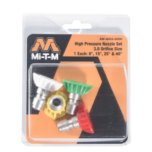 Mitm Brand - High Pressure Nozzle 4/Pk - 3.0 Orifice 0/15/25/40 Degree