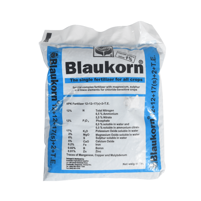 Blaukorn - 12-12-17+2 (Npk) 1kg Compound - Granular Fertilizer
