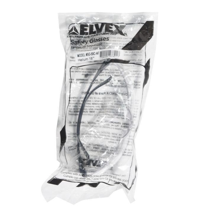 Elvex Brand - Helium 18 Safety Glasses Clear - Anti-Fog Lens