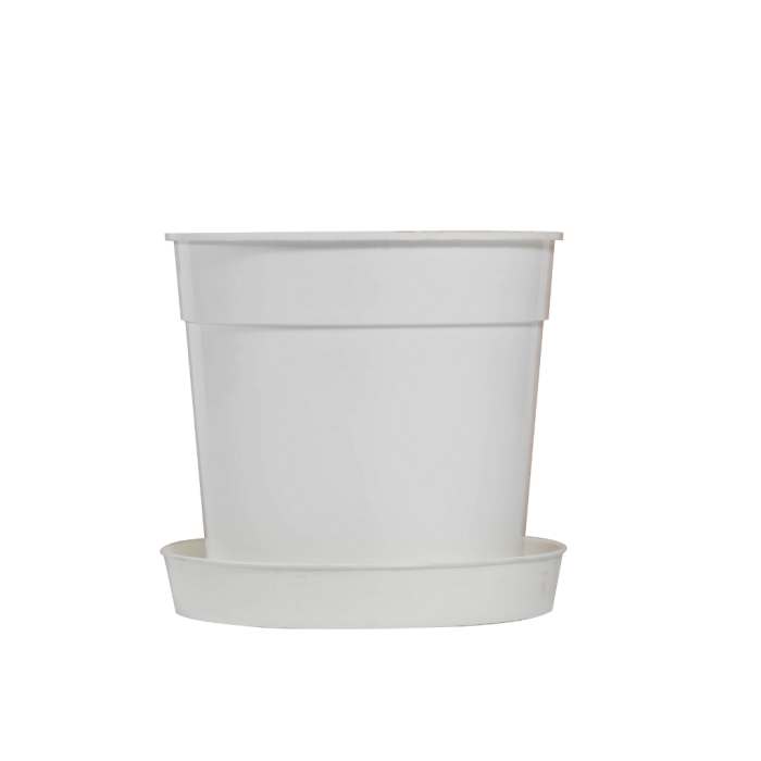 Agri World - 20cm Plastic Pot - Brown/Choc Brown/White/Green