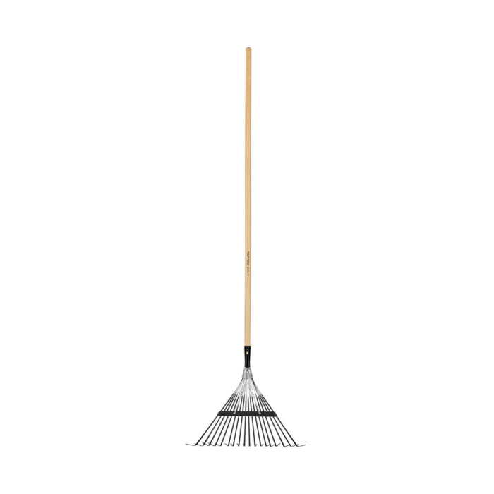 Truper - 18" Metal Fan Rake 18-Tines - Straight With 48"wooden Handle