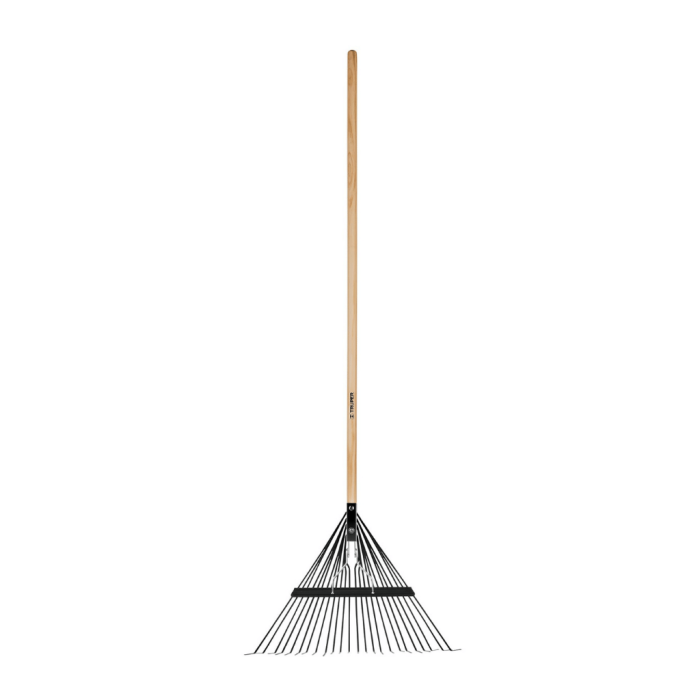Truper - 24" Metal Fan Rake 24-Tines - Straight 54"wooden Handle