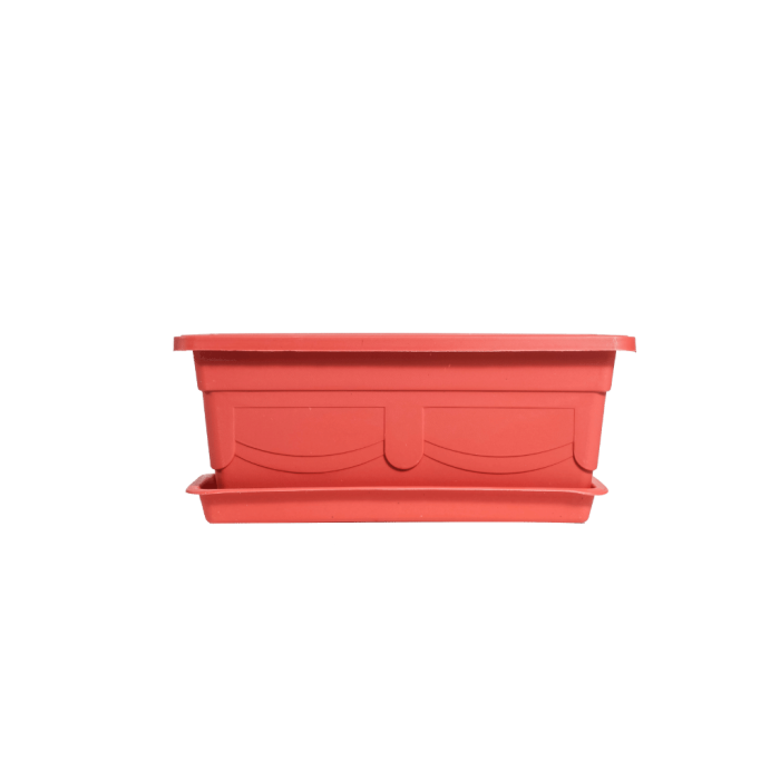 Agri World - Plastic Trough 28cmx13cm - C/W Saucer; Brick Red
