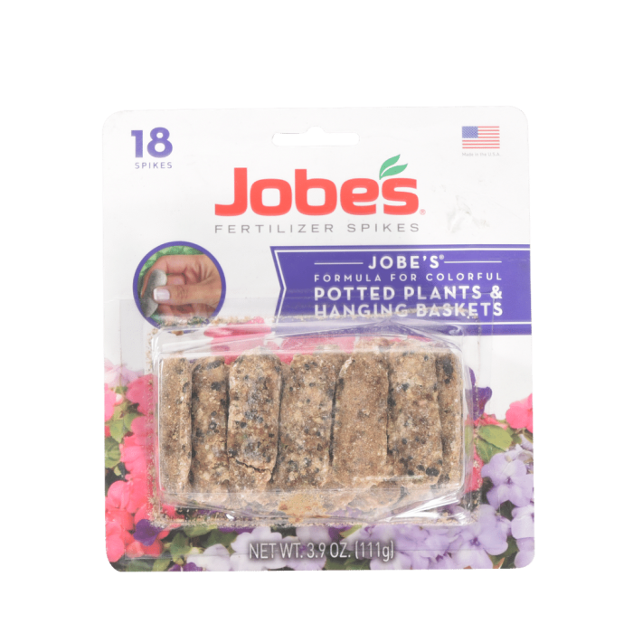 Jobe'S Organics - Potted Plant & Hanging Basket - Fertilizer Organic Spikes 18pk