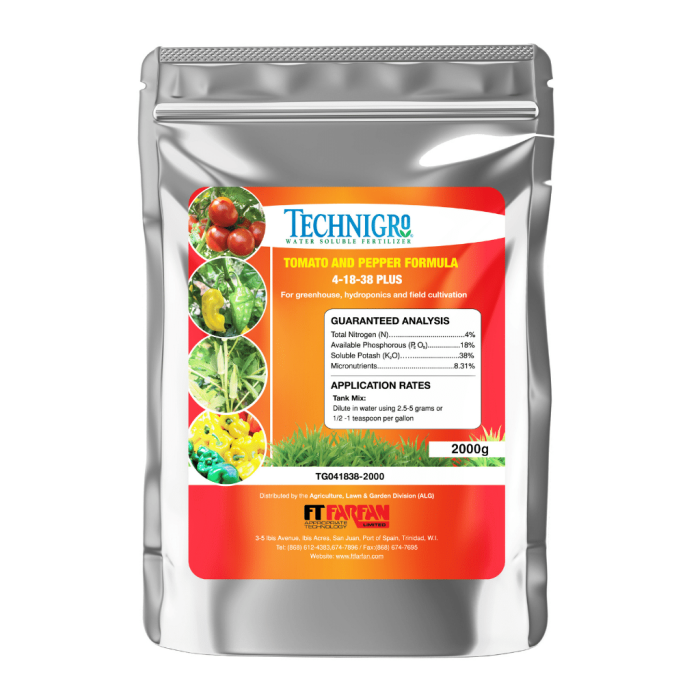 8 X (2 X 2kg) Per Case - Tomato Fertilizer 2kg - Water Soluble; 4-18-38