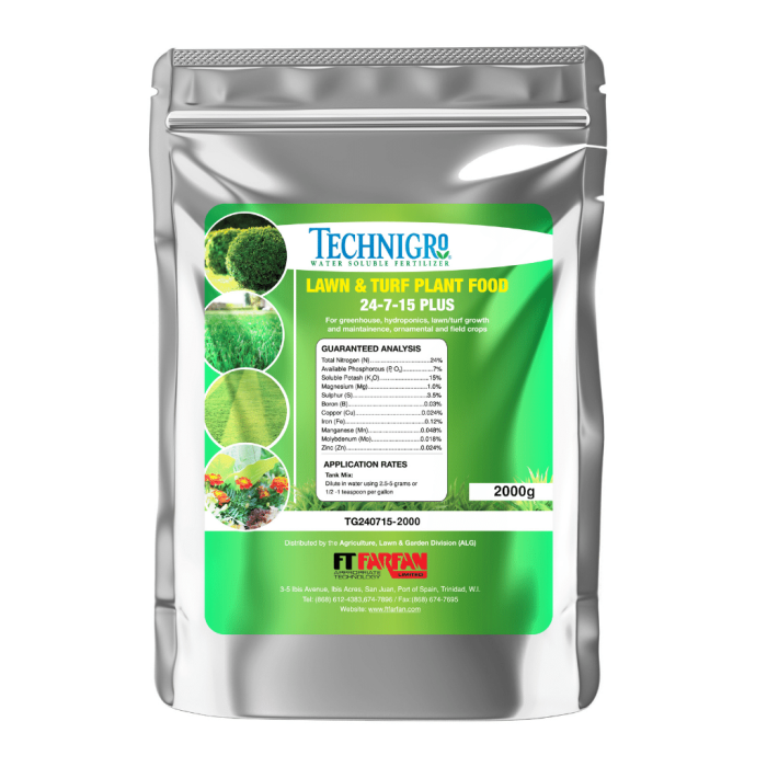 4x(2 X 2kg) Per Case - Lawn & Turf Fertilizer 2kg - Water Soluble; 24-7-15