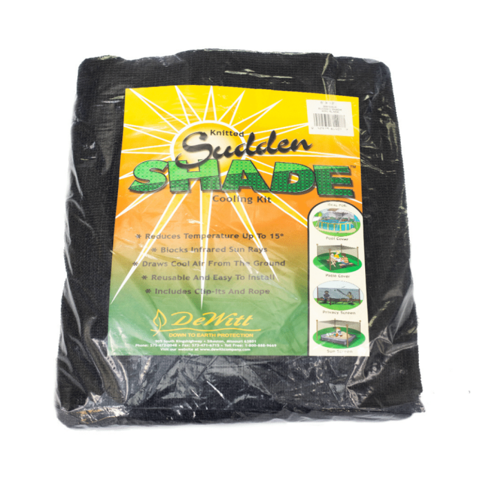 Dewitt - Sudden Shade 60% Black - Shade Cloth 6' X 12' C/W Clips